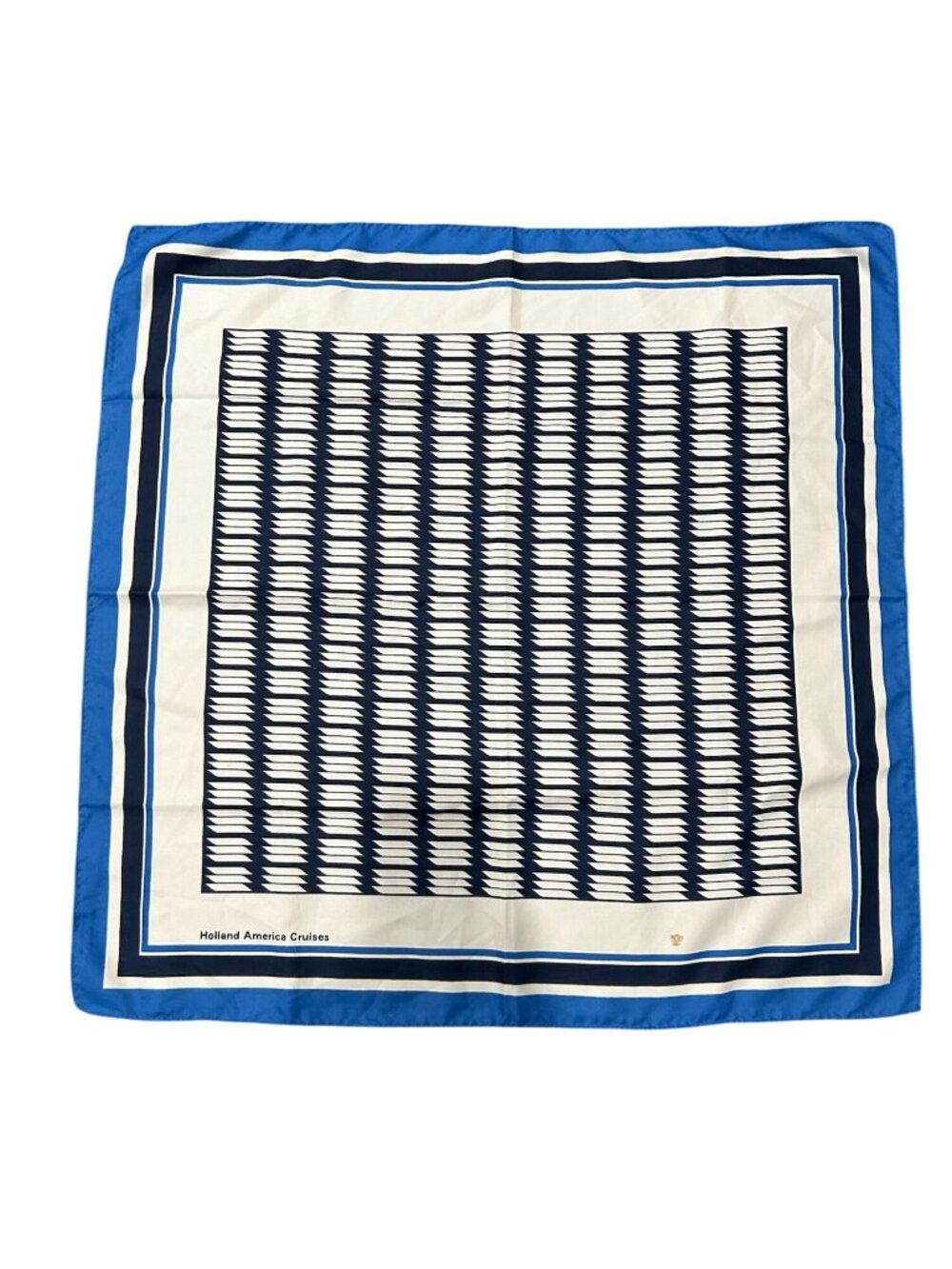 Holland America Cruises Diolen Scarf Blue White Geometric Polyester Shawl Wrap